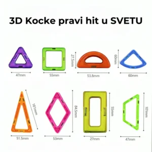 3D Magnetni građevinski set blokova za decu 60delova - slika 2