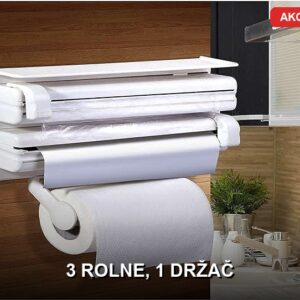 3 u 1 držač za papire i folije — aluminijumska folija, plastična folija i papir za pečenje