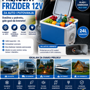 Prenosivi Frižider 12V i GREJAC ZA HRANU I PIĆE 7.5L
