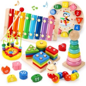 Set od 6 Drvenih Edukativnih Igračaka za Decu - slika 2