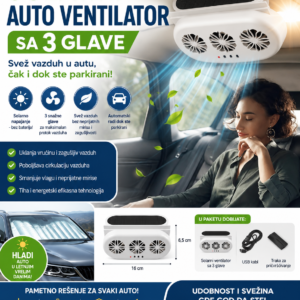 Solarni Auto Ventilator sa 3 Glave – Svež vazduh u autu, čak i dok ste parkirani! ☀️🚗