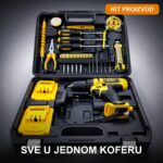 Aku bušilica sa priborom — komplet alata u koferu - prednja strana