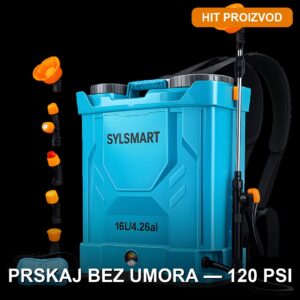 Automatska leđna kanta za prskanje 16L — baterija 4000mAh, pritisak do 120 PSI