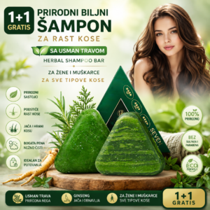 BioHair Usman Herbal Shampoo Bar – Biljni Šampon protiv Opadanja Kose 1+1 Gratis