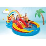 INTEX Rainbow Dečiji Vodeni Park na Naduvavanje – Tobogan i Prskalice (297x193x135 cm)