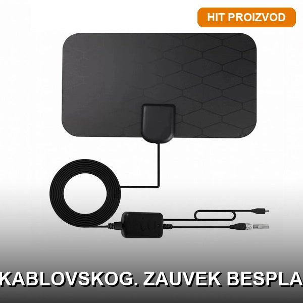 digitalna-sobna-antena-pojacivac-signala.jpg Digitalna sobna antena sa pojačivačem signala — DVB-T2, HD prijem, domet 980 milja