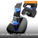 Dualni punjač za PS4 džojstik sa LED indikatorima i držačem za kontrolere