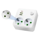 Dupla Utičnica sa 2 USB-A i 1 USB-C Portom – EU Utikač - prednja strana