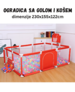 Dečija sigurnosna ogradica za igru – sa košem za basket i golom 230*155*122cm