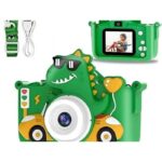 Fotoaparat za Decu Dinosaurus u Autu — Zeleni, Displej 2.0", Selfi Kamera i Igrice - Fotoaparat Za Decu Dinosaurus Zeleni Selfi Kamera.Jpg