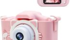 Fotoaparat za Decu Roze sa Ušima — Dvostruka Kamera, Ekran 2 inča, Igrice - Fotoaparat Za Decu Roze Upotreba Dete.Jpg