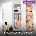 Frižider za kozmetiku sa LED ogledalom i funkcijom grejanja - 4L mini beauty fridge - prednja strana
