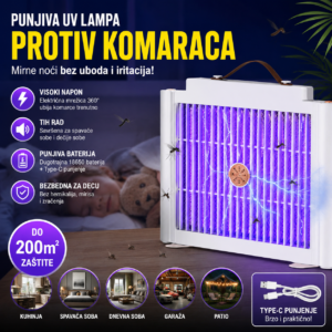 Punjiva UV Lampa protiv Komaraca – Efikasna Zaštita Bez Hemikalija