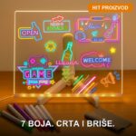 Magična LED ploča za crtanje sa 7 boja i USB napajanjem – 40×30 cm