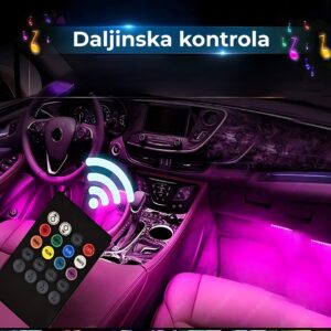Magična LED svetla za auto — 8 boja sa daljinskim upravljačem - Led Svetla Za Auto Enterijer Daljinski.Jpg