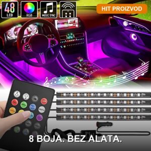 Magična LED svetla za auto — 8 boja sa daljinskim upravljačem
