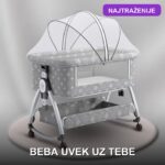 Next to Me krevetac i kolevka za bebe — aluminijumska konstrukcija sa dušekom i komarnikom