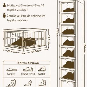 Organizator za Obuću – Set od 6 Providnih Kutija za Sortiranje - Organizator Za Obucu Providne Stranice Detalj.Jpg