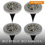Podne LED solarne lampe za dvorište — Set 4 komada, inox, automatsko paljenje