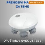 Prenosivi masažer za teme i telo sa silikonskim nastavcima i USB punjenjem - prednja strana