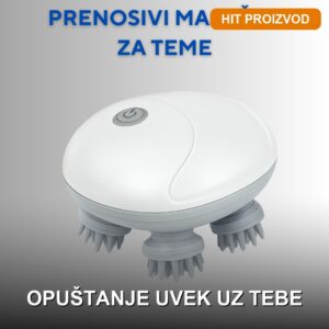 Prenosivi masažer za teme i telo sa silikonskim nastavcima i USB punjenjem
