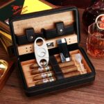 Cohiba Putni Kožni Humidor za Cigare – Crni, Sa Španskom Kedrovinom