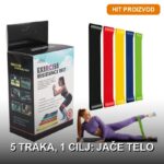 Rastegljive trake za vežbanje — set od 5 traka različitih otpora sa torbom