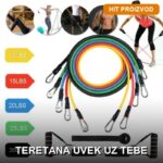 Set guma za vežbanje sa ručkama i torbom — 5 nivoa otpora (10–30 kg)