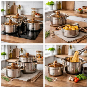 Set Lonaca Inox 18/10 – 6-Delni Premium Komplet sa Staklenim Poklopcima - Set Lonaca Inox 2.Jpg