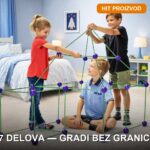 Kreativni set za izgradnju dečijih tvrđava — 87 delova sa fluorescentnim šipkama