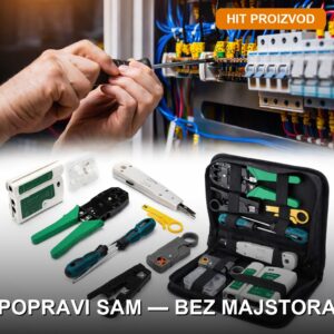 Profesionalni set za popravku mrežnih kablova sa krimp kleštama i testerom