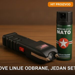 Set za samoodbranu — elektrošoker i biber sprej sa futrolom