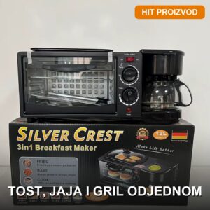 SilverCrest 3 u 1 aparat za doručak — toster, aparat za jaja i gril ploča
