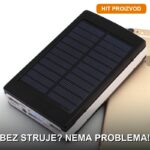 Solarni PowerBank 60000mAh sa LED Svetlom — Punjač za Telefon, Tablet i MP3 - prednja strana