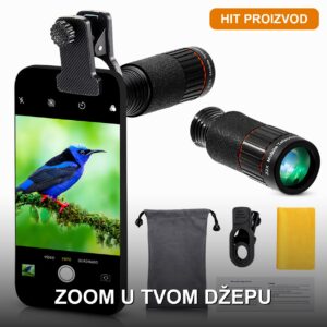 Teleskop objektiv za telefon sa klipsom i zaštitnom torbicom