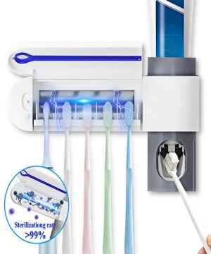 uv-sterilizator-za-cetkice-za-zube-1.jpg Držač za Četkice sa UV Sterilizatorom i Dozatorom za Pastu