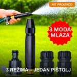 Vodeni Pištolj za Baštu i Pranje Kola – Set 4u1 sa 3 Režima Mlaza