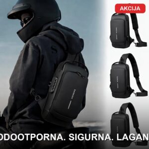 Vodootporna torbica sa zaštitnom bravom — lagana, prostrana, crna