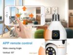 WiFi sijalica kamera sa dva objektiva — rotacija 320°, IP66, noćni mod - Wifi Sijalica Kamera Dva Objektiva Detalj Sociva.Jpg