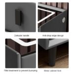 Pametni Noćni Stočić sa Otključavanjem na Otisak Prsta, Bežičnim Punjenjem, Bluetooth Zvučnikom i LED Osvetljenjem – Dark Grey - galerija