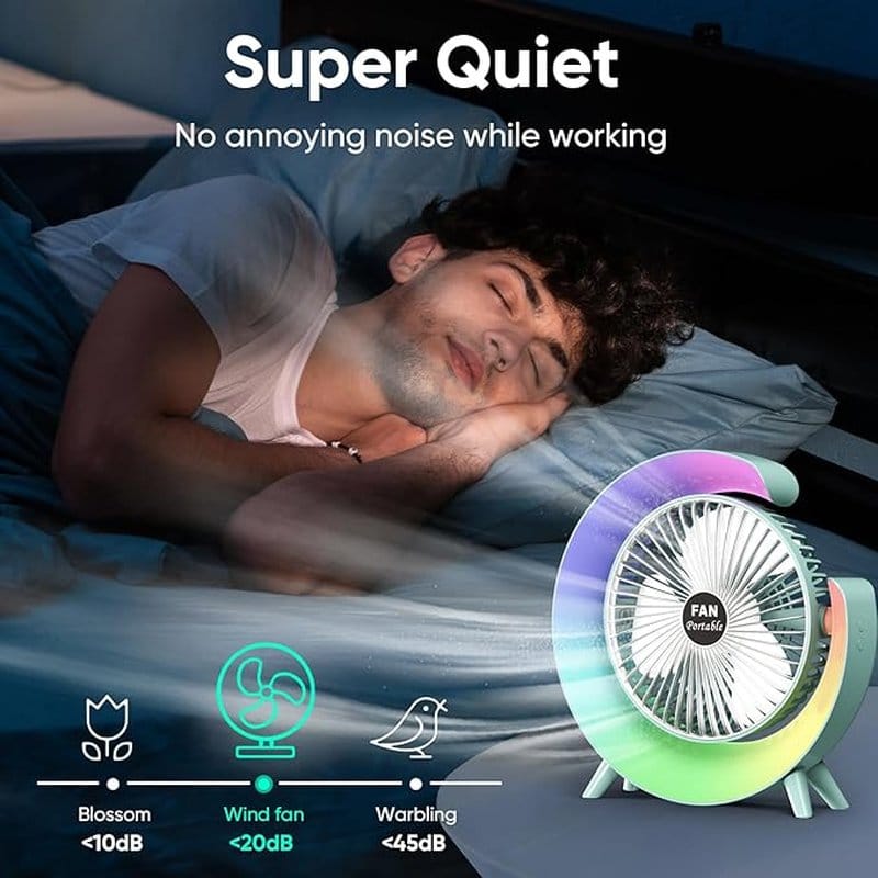 stoni ventilator sa svetlom — u upotrebi