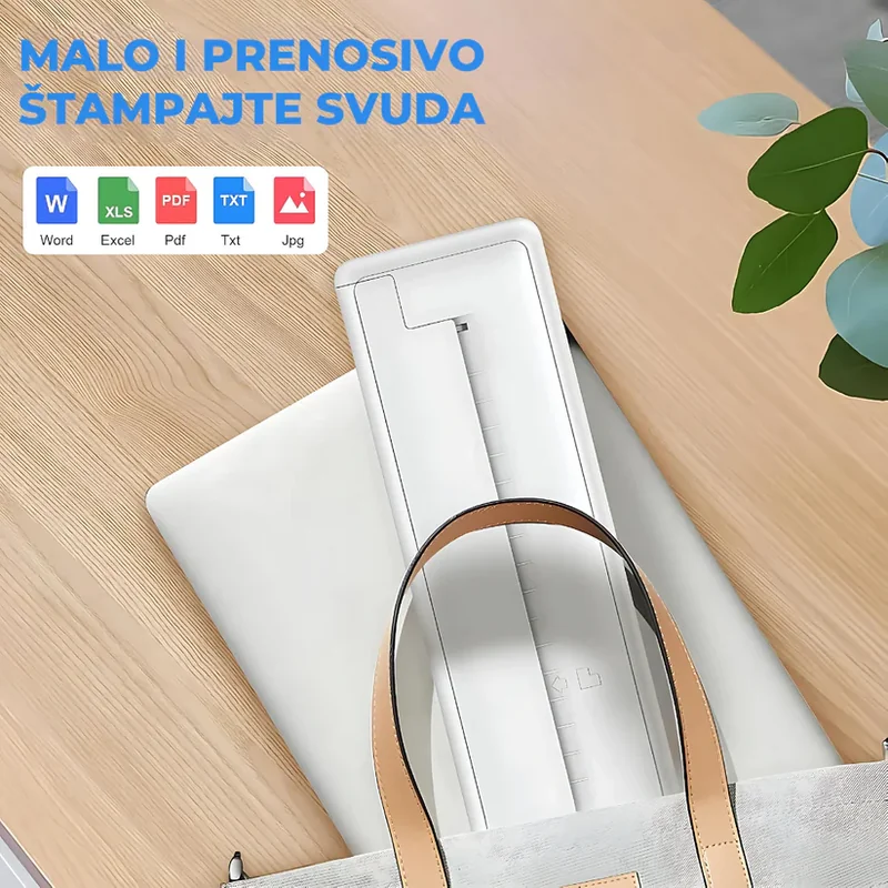 Bluetooth prenosivi termalni štampač — prednja strana