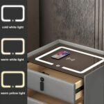 Pametni Noćni Stočić sa Otključavanjem na Otisak Prsta, Bežičnim Punjenjem, Bluetooth Zvučnikom i LED Osvetljenjem – Dark Grey - galerija