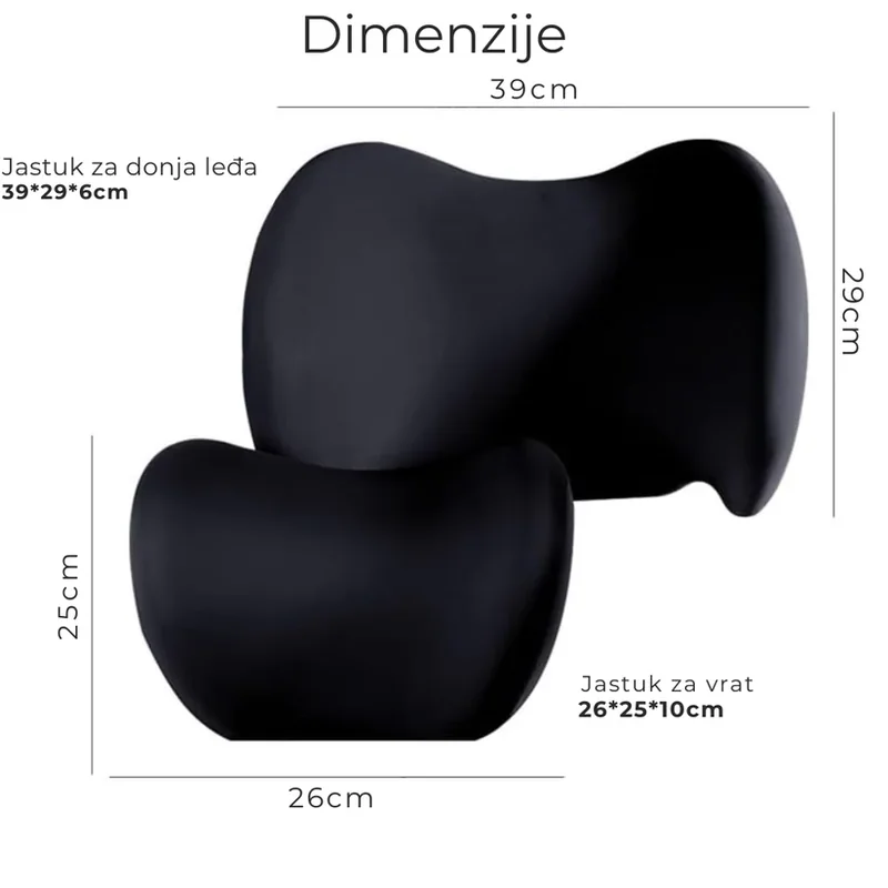 ergonomski auto set za leđa i vrat — detalji