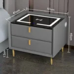 Pametni Noćni Stočić sa Otključavanjem na Otisak Prsta, Bežičnim Punjenjem, Bluetooth Zvučnikom i LED Osvetljenjem – Dark Grey - galerija