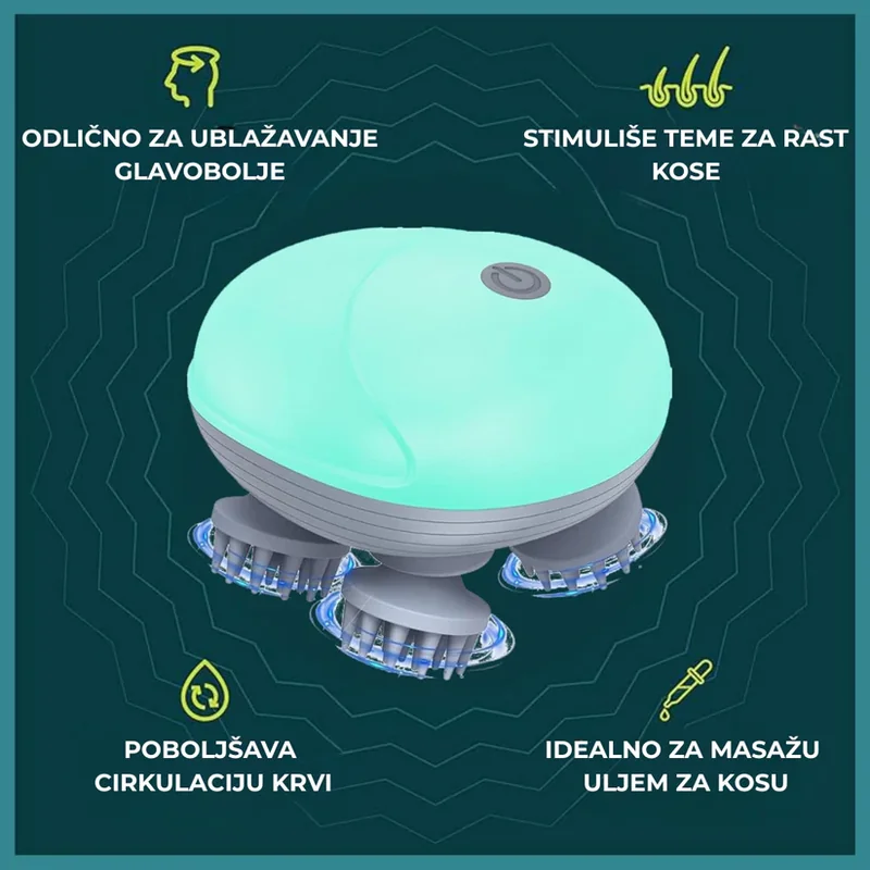 masažer za glavu i vlasište — prednja strana
