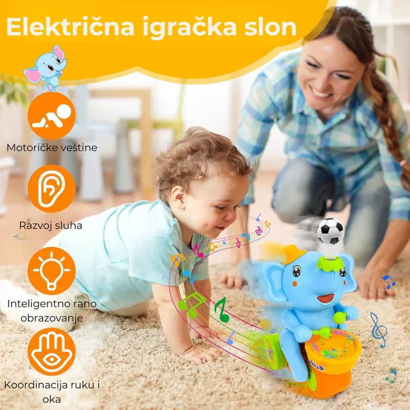 muzikalni slonić za decu — prednja strana