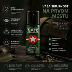 biber sprej za samoodbranu 1+1 gratis — prednja strana