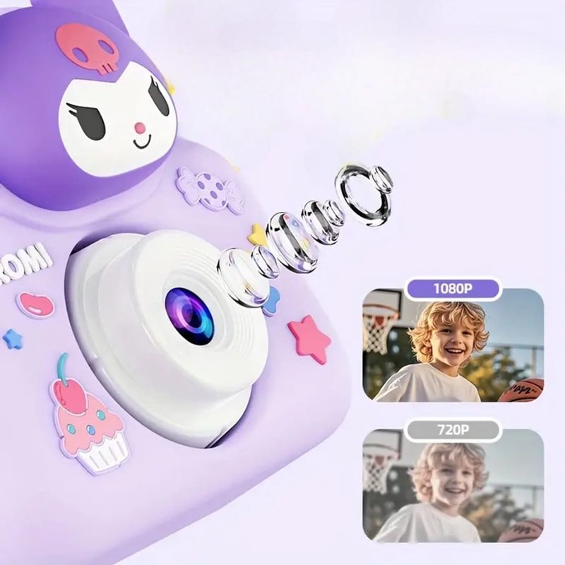 Dečiji digitalni fotoaparat Kuromi – ljubičasta kamera za male kreativce dečiji fotoaparat Kuromi - u upotrebi