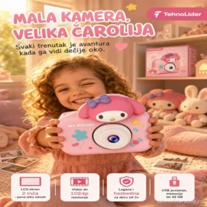 Dečiji digitalni fotoaparat Melody – roze kamera puna čarolije